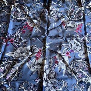 Pavlovo Posad flowers  blue silk, blue crepe de shine scarf